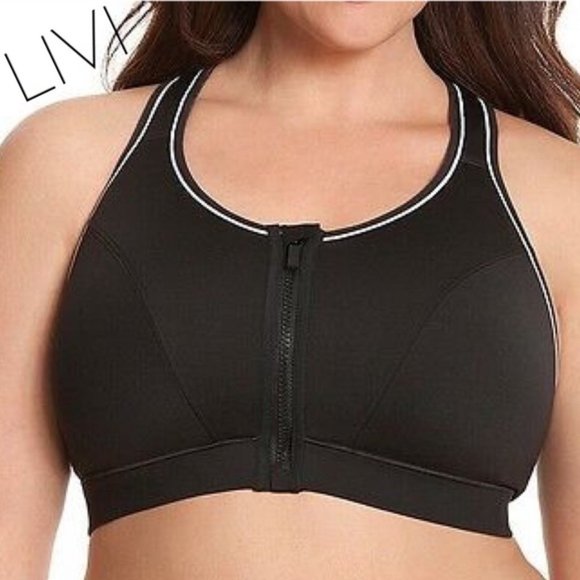 Size 38C Black LIVI Sports Bra Lane Bryant Front closure NWOT - Picture 1 of 3